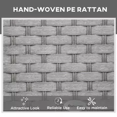 Outsunny 3 Pieces Rattan Sun Lounger Set with Aluminium Frame, 5-Position Adjustable Reclining Garden Chairs and Glass Top Table, Wicker Garden Furniture Daybed with Cushions for Patio, Grey - 4