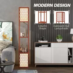 HOMCOM Duo Light Floor Shelves - Brown - 5