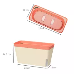 Outsunny Set of 3 Self Watering Plant Pots Outdoor, 27cm Rectangular Garden Planters with Visual Water Level Window, Plastic Flower Pots for Indoor Outdoor Garden Balcony Windowsil - 3