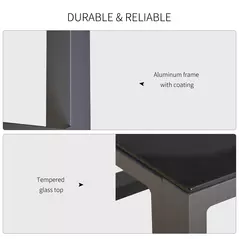 Outsunny 5 Pieces Outdoor Patio Furniture Set, Sofa Couch with Glass Coffee Table, Cushioned Chairs and Aluminum Tube, for Balcony Garden Backyard, Grey - 5