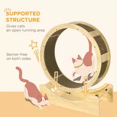 PawHut Cat Wheel with Brake, Scratching Pads - Oak Tone - 5