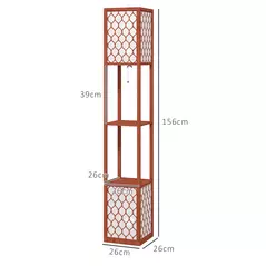 HOMCOM Duo Light Floor Shelves - Brown - 3