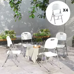 Outsunny Set of Four Foldable Outdoor Chairs - White - 6