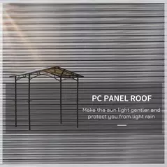 Outsunny 8ft x 5ft Outdoor BBQ Protective Gazebo Tent Aluminium Steel Frame w/ 2 Shelves Hardtop Roof Canopy Ground Stakes Safe Cooking - 4