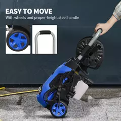 Outsunny 1800W High Pressure Washer, 150 Bar Pressure, 420 L/h Flow, Portable Power Washer Jet Wash Cleaner with Adjustable Nozzle, 6M Hose, Hose Reel, Steel Handle for Home Patio Car Driveway, Blue - 8