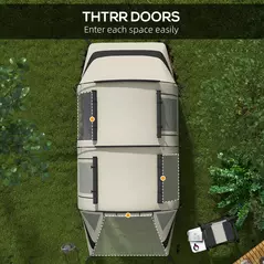 Outsunny Four Man, Two Room Blackout Tent, with Accessories - Khaki - 6