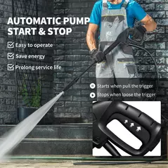 Outsunny 1800W High Pressure Washer, 150 Bar Pressure, 420 L/h Flow, Portable Power Washer Jet Wash Cleaner with Adjustable Nozzle, 6M Hose, Hose Reel, Steel Handle for Home Patio Car Driveway, Blue - 6