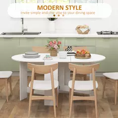 HOMCOM Folding Dining Table, Drop Leaf Table for Small Spaces, Oval Tabletop for Dining Room, Ash Wood-Effect - 5