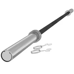 SPORTNOW 210cm Olympic Barbell Bar for 5cm Weight Plates, with Spring Clips, 19kg - 1