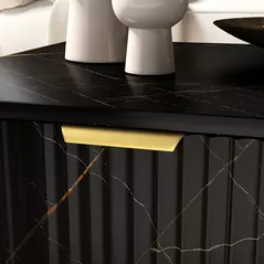 HOMCOM Elegant Marble Effect Storage Coffee Table - Black - 7