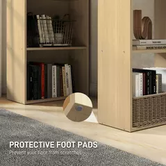 HOMCOM 120cm Computer Desk, Wooden PC Laptop Table with 6-Tier Storage Bookshelves, Home Office Working Study Desk, Writing Workstation, Natural Wood - 6