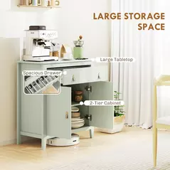 HOMCOM Farmhouse Style Sideboard - Light Green - 4