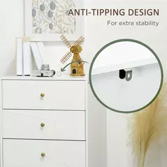 HOMCOM Tall Chest of Drawers, 4-Drawer Dresser for Bedroom, Modern Storage Cabinets with Hairpin Legs, White - 6