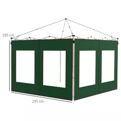 Outsunny Set of Two 295cm Replacement Canopy Walls - Green - 3