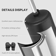 HOMCOM 155-205cm 3-IN-1 Freestanding Boxing Punching Bag Stand, Boxing Speed Trainer with Rotating Flexible Arm, Speed Ball, Fillable Base, Black - 5