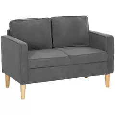 HOMCOM Small Two-Seater Corduroy Sofa - Grey - 1