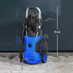 Outsunny 1800W High Pressure Washer, 150 Bar Pressure, 420 L/h Flow, Portable Power Washer Jet Wash Cleaner with Adjustable Nozzle, 6M Hose, Hose Reel, Steel Handle for Home Patio Car Driveway, Blue - 3