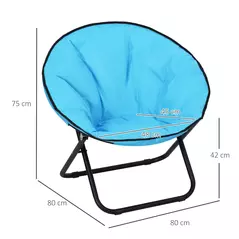 Outsunny Camping Moon Chair, Portable Folding Camping Chair for Adults with Wide Padded Oxford Seat for Outdoor Camp, Travel, Fishing, Beach, Blue - 3