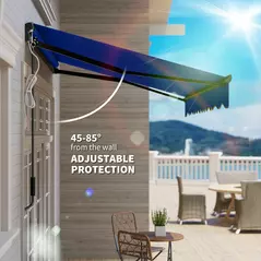 Outsunny 2.5 x 2m Electric Awning with LED Light and Remote Controller, Aluminium Frame DIY Retractable Awning, UV50+ Sun Shade Canopy for Garden Patio Deck Door Window, Blue - 7
