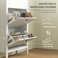 HOMCOM Modern Three-Drawer Shoe Cabinet - White - 5