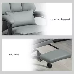 HOMCOM Faux Leather Reclining Office Chair, with Footrest - Grey - 7