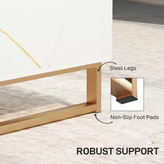 HOMCOM Elegant Marble Effect Storage Coffee Table - White - 6