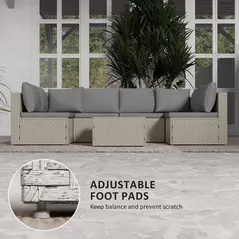 Outsunny Seven-Piece Modular Rattan Set - Light Brown - 8