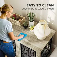 PawHut 46.46'' Dog Crate Furniture Table with Soft Washable Cushion and Lockable Door, for Large Indoor Dogs, Grey - 7