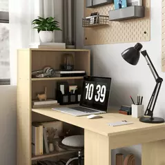 HOMCOM 120cm Computer Desk, Wooden PC Laptop Table with 6-Tier Storage Bookshelves, Home Office Working Study Desk, Writing Workstation, Natural Wood - 9