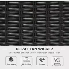 Outsunny Outdoor PE Rattan Gas Fire Pit Table, Patio Square Propane Heater with Marble Desktop, Rain Cover, Glass Windscreen, and Glass Stones, 50,000 BTU, Black - 7