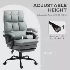 HOMCOM Faux Leather Reclining Office Chair, with Footrest - Grey - 5