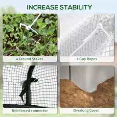 Outsunny 8 x 6ft Walk-In Greenhouse, with Shelves - White - 7