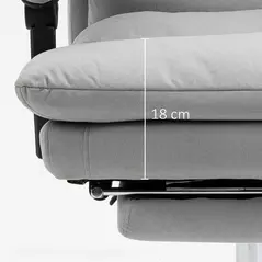 Vinsetto Office Chair with Footrest, Double Padding Ergonomic Desk Chair with 6-Point Vibration Massage and Back Heating, Microfibre Fabric with 135° Reclining Back, Grey - 8