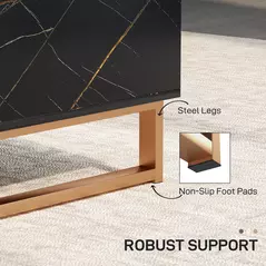 HOMCOM Elegant Marble Effect Storage Coffee Table - Black - 6