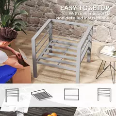 Outsunny Garden Sofa, All-Weather Garden Single Sofa with Removable Cushions, Metal Frame Outdoor Furniture for Balcony, Charcoal Grey - 6