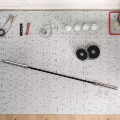 SPORTNOW 210cm Olympic Barbell Bar for 5cm Weight Plates, with Spring Clips, 19kg - 7