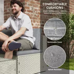 Outsunny Seven-Piece Modular Rattan Set - Light Brown - 6