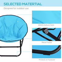 Outsunny Camping Moon Chair, Portable Folding Camping Chair for Adults with Wide Padded Oxford Seat for Outdoor Camp, Travel, Fishing, Beach, Blue - 6