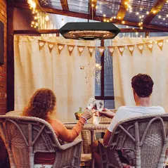 Outsunny 2000W Electric Hanging Patio Heater Ceiling Mounted Halogen Heating Indoor Outdoor with Remote Control Aluminium - 2