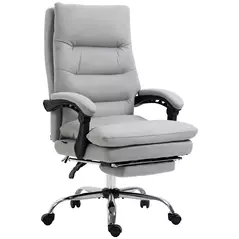Vinsetto Office Chair with Footrest, Double Padding Ergonomic Desk Chair with 6-Point Vibration Massage and Back Heating, Microfibre Fabric with 135° Reclining Back, Grey - 1