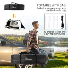 Outsunny Four Man, Two Room Blackout Tent, with Accessories - Khaki - 8