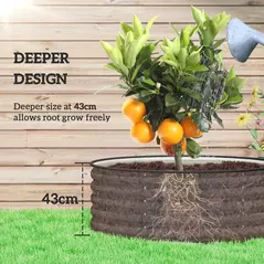 Outsunny Galvanised Raised Garden Bed with Safety Edging, Outdoor Raised Planter Box with Gloves, 120 x 120 x 43cm, Cream White - 4