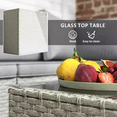 Outsunny Seven-Piece Modular Rattan Set - Light Brown - 7