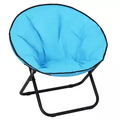 Outsunny Camping Moon Chair, Portable Folding Camping Chair for Adults with Wide Padded Oxford Seat for Outdoor Camp, Travel, Fishing, Beach, Blue - 1