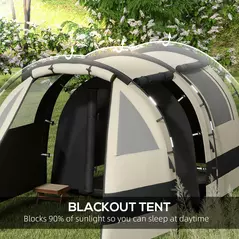 Outsunny Four Man, Two Room Blackout Tent, with Accessories - Khaki - 5