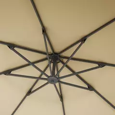 Outsunny 3(m) Garden Cantilever Parasol, Round Overhanging Umbrella with Crank Handle, Cross Base, Aluminium Frame and 360° Rotation, Banana Patio Umbrella for Outdoor Sun Shade, Khaki - 9