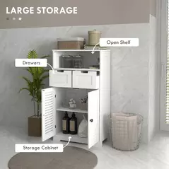 kleankin Three-Part Bathroom Storage Unit, with Shelf, Drawers & Cupboard - White - 4