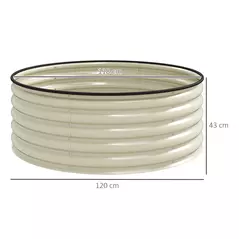 Outsunny Galvanised Raised Garden Bed with Safety Edging, Outdoor Raised Planter Box with Gloves, 120 x 120 x 43cm, Cream White - 3