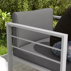 Outsunny Garden Sofa, All-Weather Garden Single Sofa with Removable Cushions, Metal Frame Outdoor Furniture for Balcony, Charcoal Grey - 9