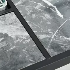 Outsunny Outdoor PE Rattan Gas Fire Pit Table, Patio Square Propane Heater with Marble Desktop, Rain Cover, Glass Windscreen, and Glass Stones, 50,000 BTU, Black - 9